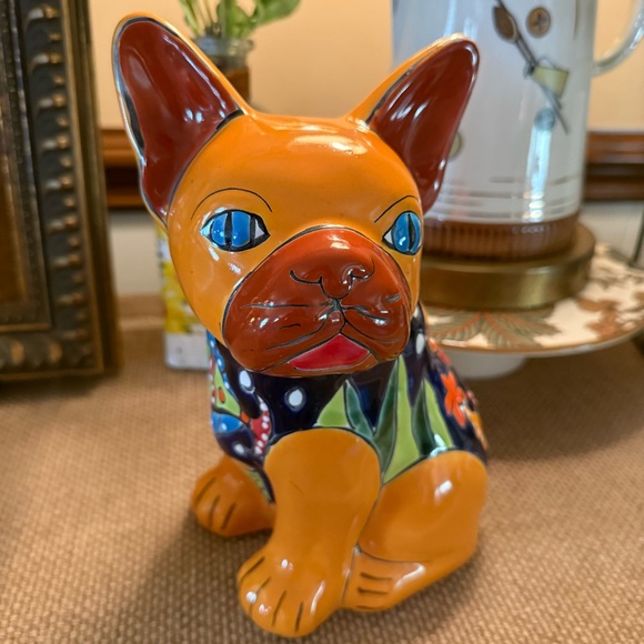 Handcrafted Talavera French Bulldog~Mexican folk art pottery - Picture 10 of 11